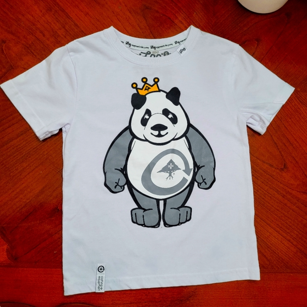 LNG boys Tee Top panda with crown white round neck shirt for boys